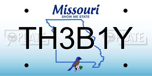 TH3B1Y Missouri License Plate