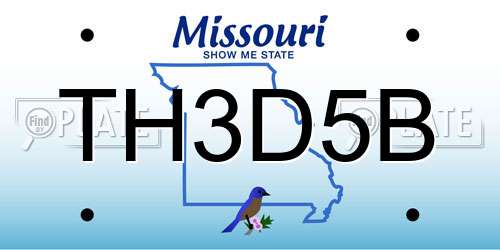 TH3D5B Missouri License Plate