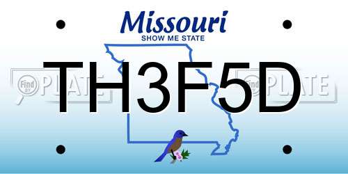 TH3F5D Missouri License Plate