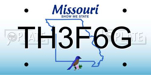TH3F6G Missouri License Plate