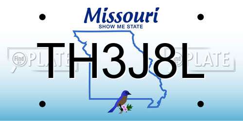 TH3J8L Missouri License Plate