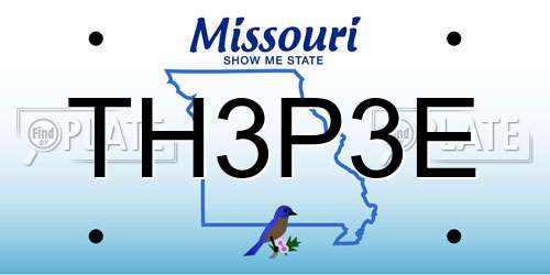 TH3P3E Missouri License Plate
