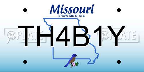 TH4B1Y Missouri License Plate