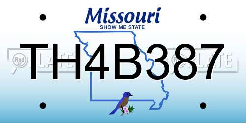 TH4B387 Missouri License Plate