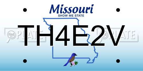 TH4E2V Missouri License Plate