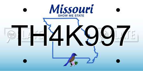 TH4K997 Missouri License Plate
