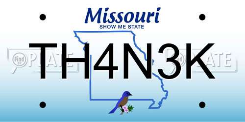 TH4N3K Missouri License Plate