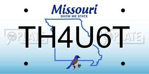 TH4U6T Missouri License Plate