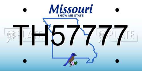 TH57777 Missouri License Plate