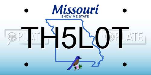 TH5L0T Missouri License Plate