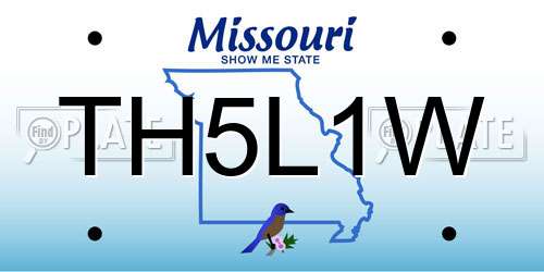 TH5L1W Missouri License Plate