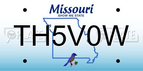 TH5V0W Missouri License Plate