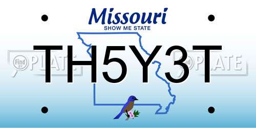 TH5Y3T Missouri License Plate