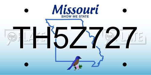 TH5Z727 Missouri License Plate