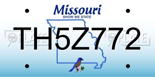 TH5Z772 Missouri License Plate