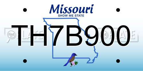 TH7B900 Missouri License Plate