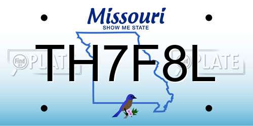 TH7F8L Missouri License Plate