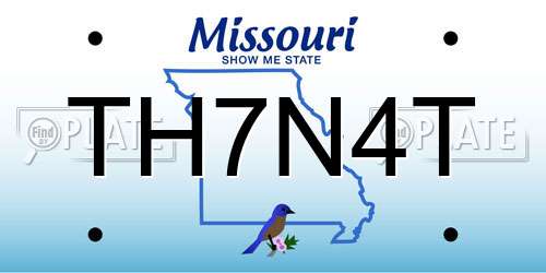 TH7N4T Missouri License Plate