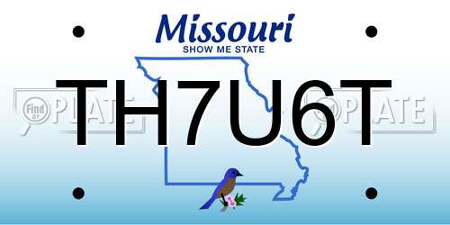 TH7U6T Missouri License Plate