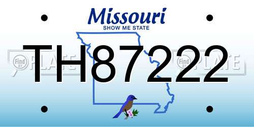TH87222 Missouri License Plate