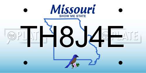 TH8J4E Missouri License Plate