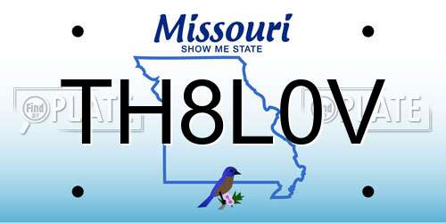 TH8L0V Missouri License Plate