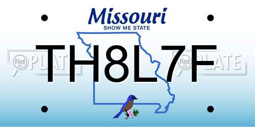 TH8L7F Missouri License Plate