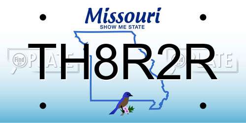 TH8R2R Missouri License Plate