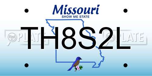 TH8S2L Missouri License Plate