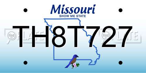 TH8T727 Missouri License Plate