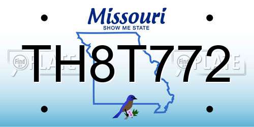 TH8T772 Missouri License Plate