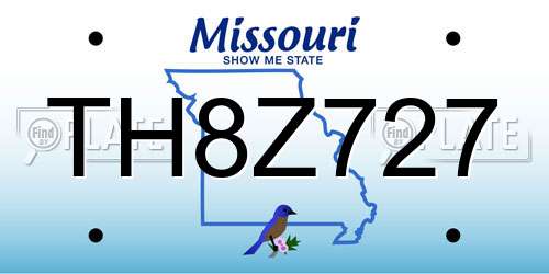TH8Z727 Missouri License Plate