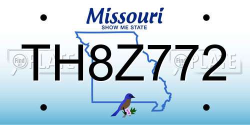 TH8Z772 Missouri License Plate
