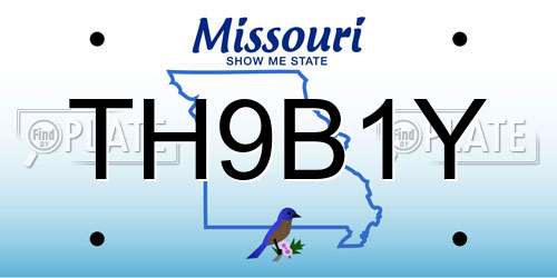 TH9B1Y Missouri License Plate