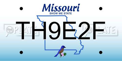 TH9E2F Missouri License Plate