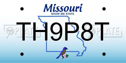 TH9P8T Missouri License Plate