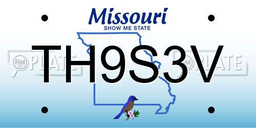TH9S3V Missouri License Plate