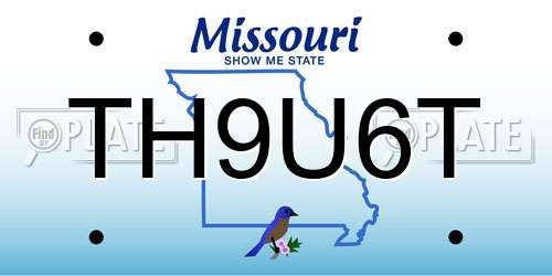 TH9U6T Missouri License Plate