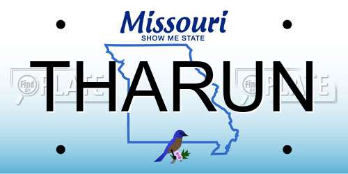 THARUN Missouri License Plate
