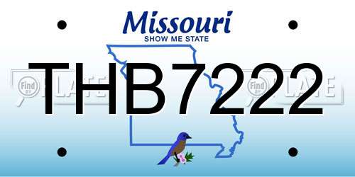 THB7222 Missouri License Plate