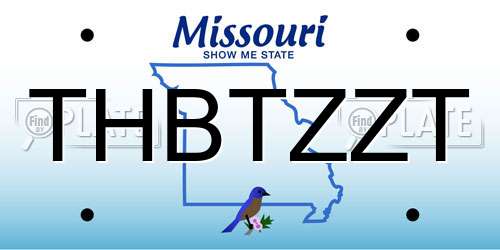THBTZZT Missouri License Plate