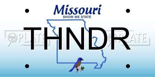 THNDR Missouri License Plate