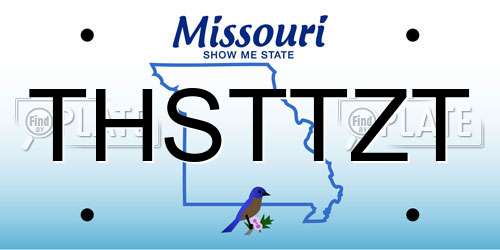 THSTTZT Missouri License Plate
