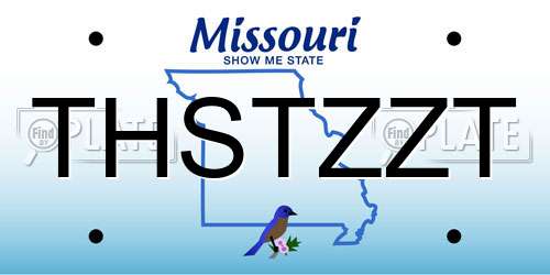THSTZZT Missouri License Plate