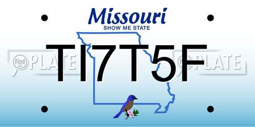 TI7T5F Missouri License Plate