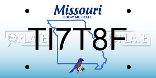 TI7T8F Missouri License Plate