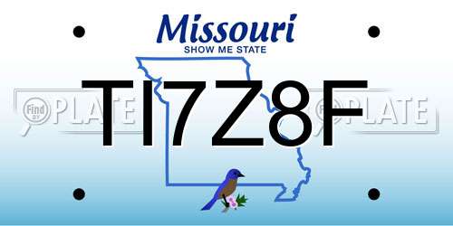TI7Z8F Missouri License Plate