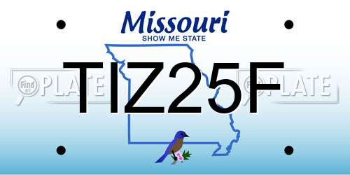 TIZ25F Missouri License Plate