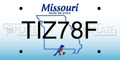 TIZ78F Missouri License Plate