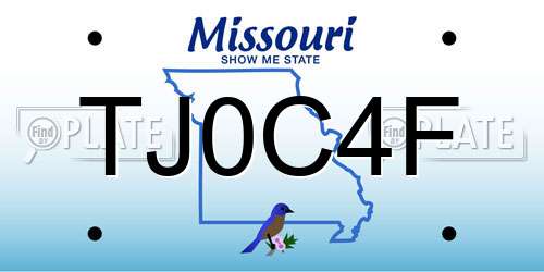 TJ0C4F Missouri License Plate